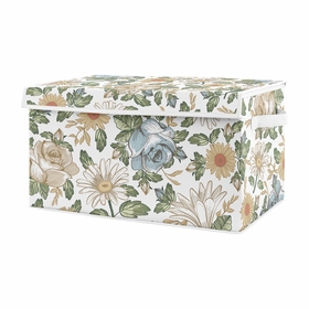 Vintage Floral Blue and Yellow Collection Fabric Toy Bin Storage