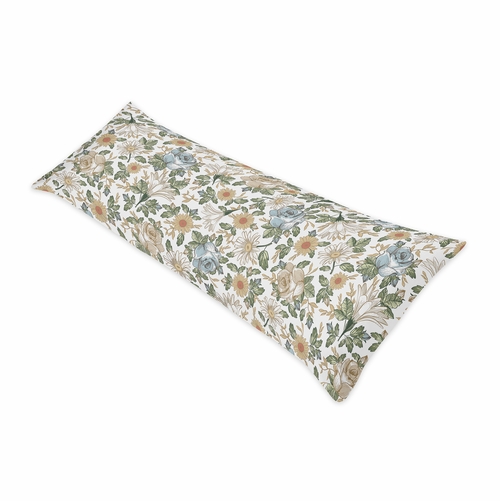 Vintage Floral Blue and Yellow Collection Full Length Body Pillow Cover
