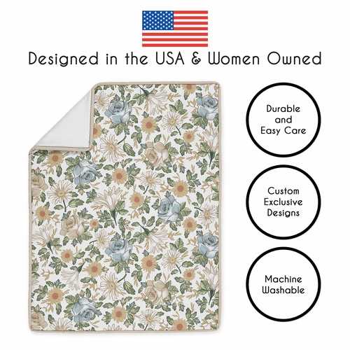 Vintage Floral Blue and Yellow Collection Sweet Jojo Designs 6 Piece Crib Bedding + BreathableBaby Breathable Mesh Liner - alt image 3