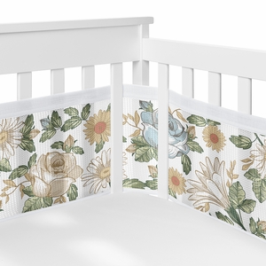 Vintage Floral Blue and Yellow Collection Sweet Jojo Designs + BreathableBaby Breathable Mesh Crib Liner Pad