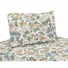 Vintage Floral Blue and Yellow Collection Twin Sheet Set