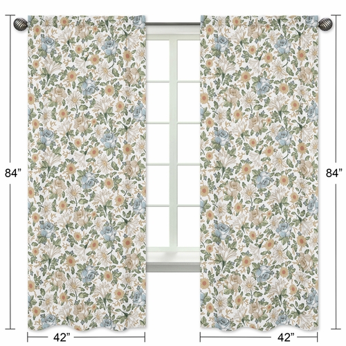 Vintage Floral Blue and Yellow Collection Window Panels - Set of 2 - alt image 4