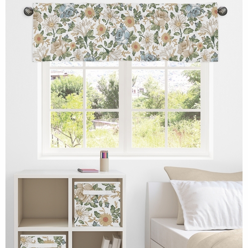 Vintage Floral Blue and Yellow Collection Window Valance - alt image 1