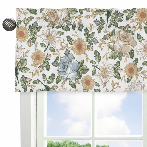 Vintage Floral Blue and Yellow Collection Window Valance - alt image 3