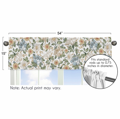 Vintage Floral Blue and Yellow Collection Window Valance - alt image 4