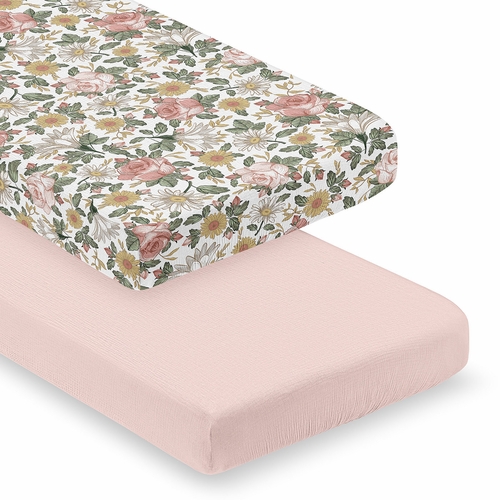 Vintage Floral Collection 100% Cotton Muslin 2 Pack Crib Sheets