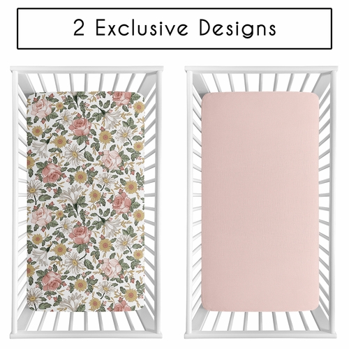 Vintage Floral Collection 100% Cotton Muslin 2 Pack Crib Sheets - alt image 1