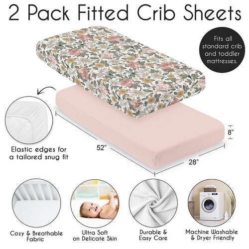 Vintage Floral Collection 100% Cotton Muslin 2 Pack Crib Sheets - alt image 3