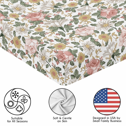 Vintage Floral Collection 100% Cotton Muslin 2 Pack Crib Sheets - alt image 4