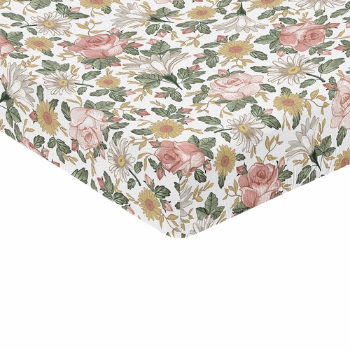 Vintage Floral Collection 100% Cotton Muslin Crib Sheet