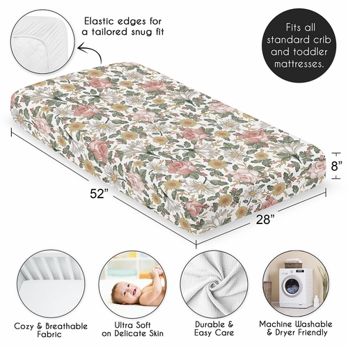 Vintage Floral Collection 100% Cotton Muslin Crib Sheet - alt image 3