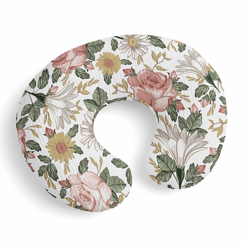 Vintage Floral Collection 100% Cotton Muslin Nursing Breastfeeding Pillow Cover Case (Pillow Not Included)