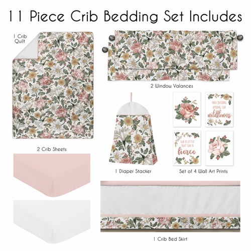 Vintage Floral Collection 11 Piece Crib Bedding - alt image 1