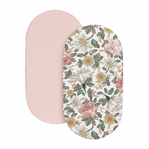 Vintage Floral Collection 2 Pack Baby Bassinet Fitted Sheets - alt image 1