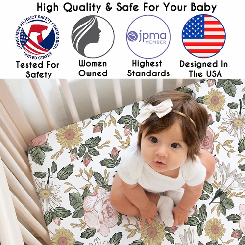 Vintage Floral Collection 3 Pack Crib Sheets - alt image 1