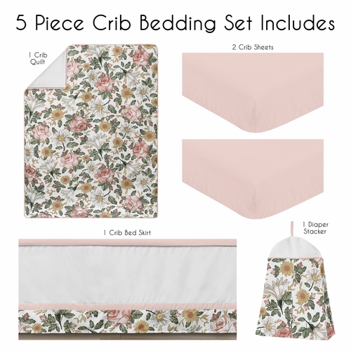 Vintage Floral Collection 5 Piece Crib Bedding - alt image 1