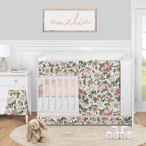 Vintage Floral Collection 5 Piece Crib Bedding