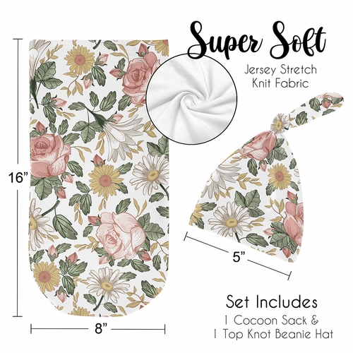 Vintage Floral Collection Baby Cocoon and Beanie Hat - 2 Piece Set - alt image 4