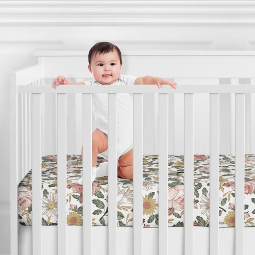 Vintage Floral Collection Cotton Crib Sheet - 100% Cotton - alt image 1