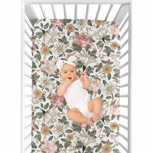 Vintage Floral Collection Cotton Crib Sheet - 100% Cotton - alt image 3