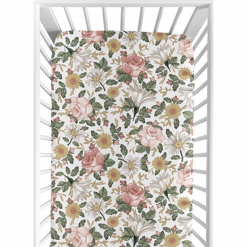 Vintage Floral Collection Cotton Crib Sheet - 100% Cotton