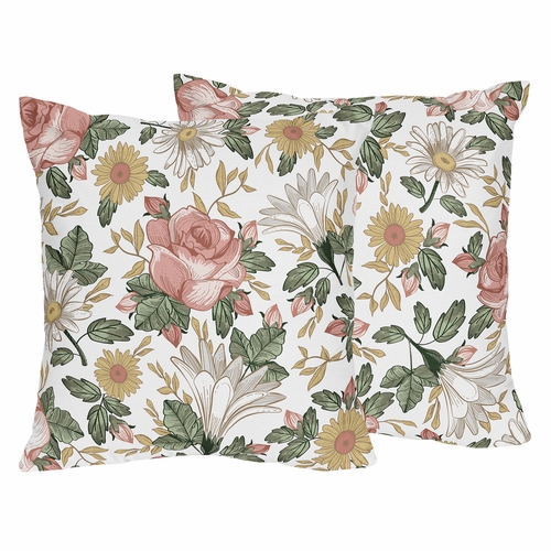 Vintage Floral Collection Decorative Accent Throw Pillow Covers - Set of 2