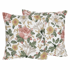 Vintage Floral Collection Decorative Accent Throw Pillow Covers - Set of 2