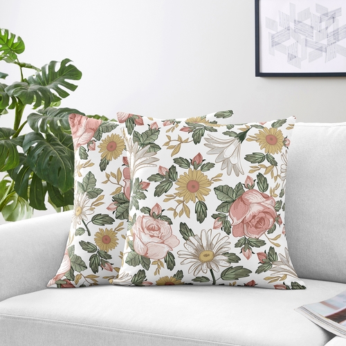 Vintage Floral Collection Decorative Accent Throw Pillow Covers - Set of 2 - alt image 1