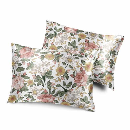 Vintage Floral Collection Decorative Satin Pillowcases - 2 Pack Set