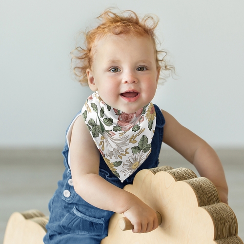 Vintage Floral Collection Fabric Bandana Baby Bibs - 3 Pack Set - alt image 3
