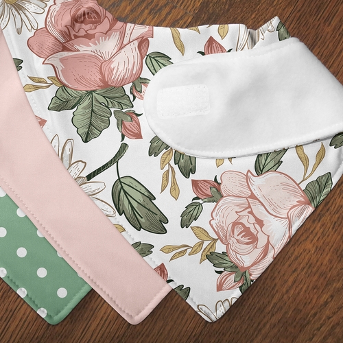 Vintage Floral Collection Fabric Bandana Baby Bibs - 3 Pack Set - alt image 4