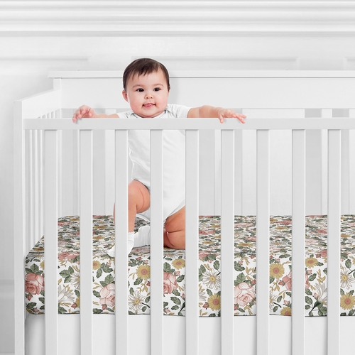 Vintage Floral Collection Jersey Knit Crib Sheet - alt image 1