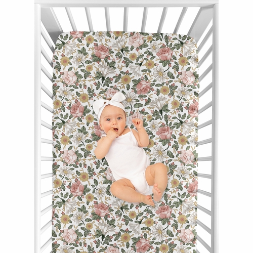 Vintage Floral Collection Jersey Knit Crib Sheet - alt image 3