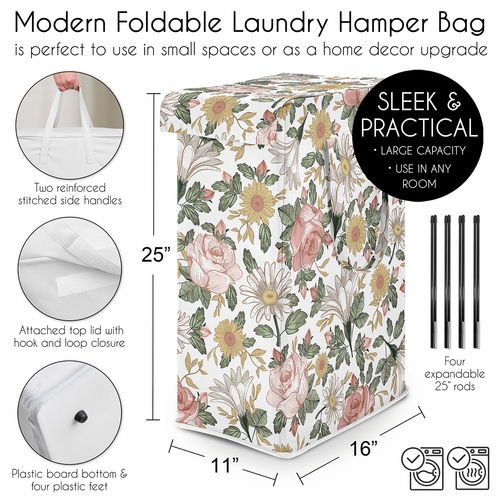 Vintage Floral Collection Laundry Hamper with Handles - alt image 4