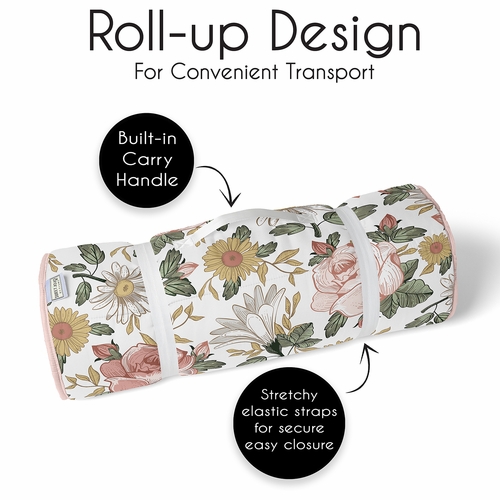 Vintage Floral Collection Lightweight Toddler Nap Mat with Pillow - alt image 4