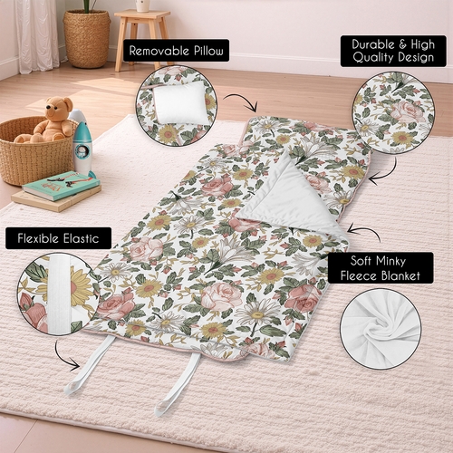 Vintage Floral Collection Lightweight Toddler Nap Mat with Pillow - alt image 5