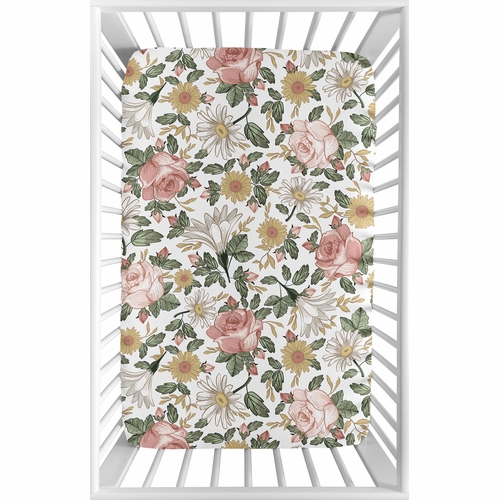 Vintage Floral Collection Mini Crib Sheet - alt image 1