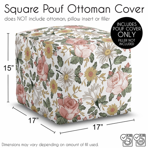 Vintage Floral Collection Ottoman Pouf Cover - alt image 5