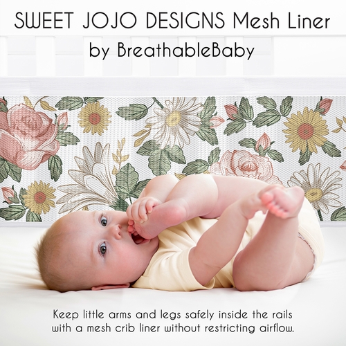 Vintage Floral Collection Sweet Jojo Designs + BreathableBaby Breathable Mesh Crib Liner - alt image 2