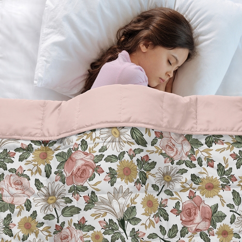 Vintage Floral Collection Toddler 5lbs Weighted Blanket for Kids