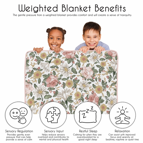 Vintage Floral Collection Toddler 5lbs Weighted Blanket for Kids - alt image 4