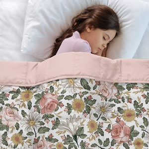 Vintage Floral Collection Toddler 5lbs Weighted Blanket for Kids
