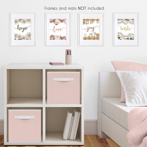 Vintage Floral Collection Wall Art Prints - Set of 4 - Hope Love Joy Wish - alt image 2