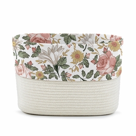 Vintage Floral Collection Woven Rope Storage Basket
