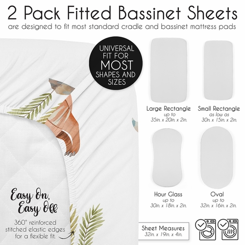 Watercolor Dinosaur Dino Collection 2 Pack Baby Bassinet Fitted Sheets - alt image 5