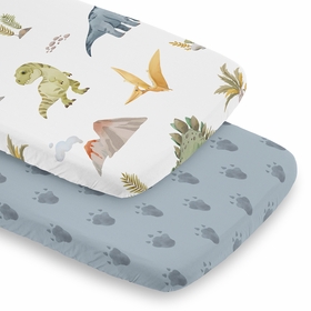 Watercolor Dinosaur Dino Collection 2 Pack Baby Bassinet Fitted Sheets