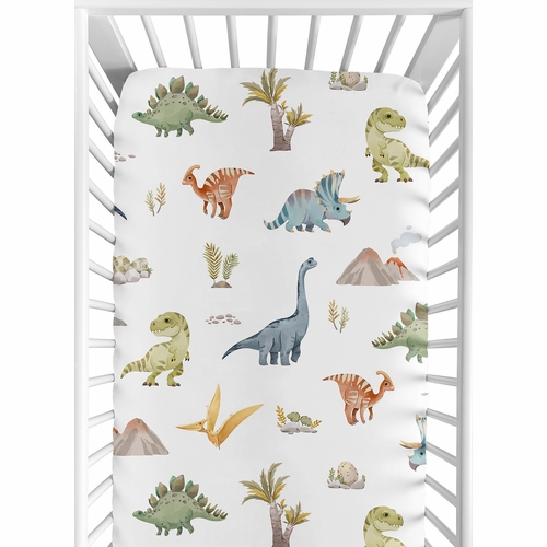 Watercolor Dinosaur Dino Collection 2 Pack Crib Sheets - alt image 1