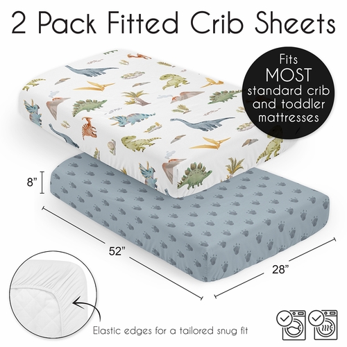 Watercolor Dinosaur Dino Collection 2 Pack Crib Sheets - alt image 5