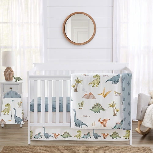 Watercolor Dinosaur Dino Collection 4 Piece Crib Bedding