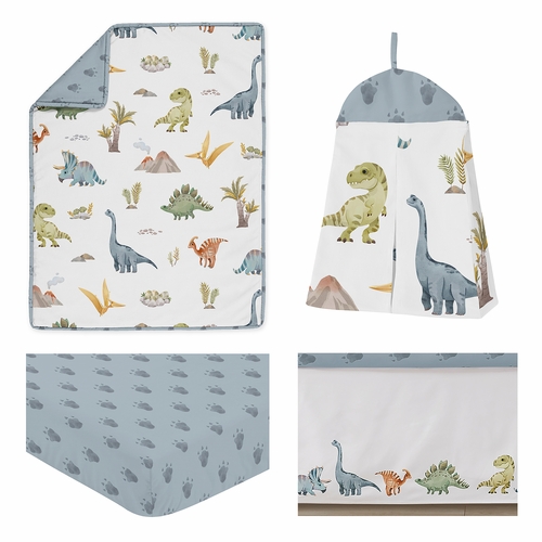 Watercolor Dinosaur Dino Collection 4 Piece Crib Bedding - alt image 1